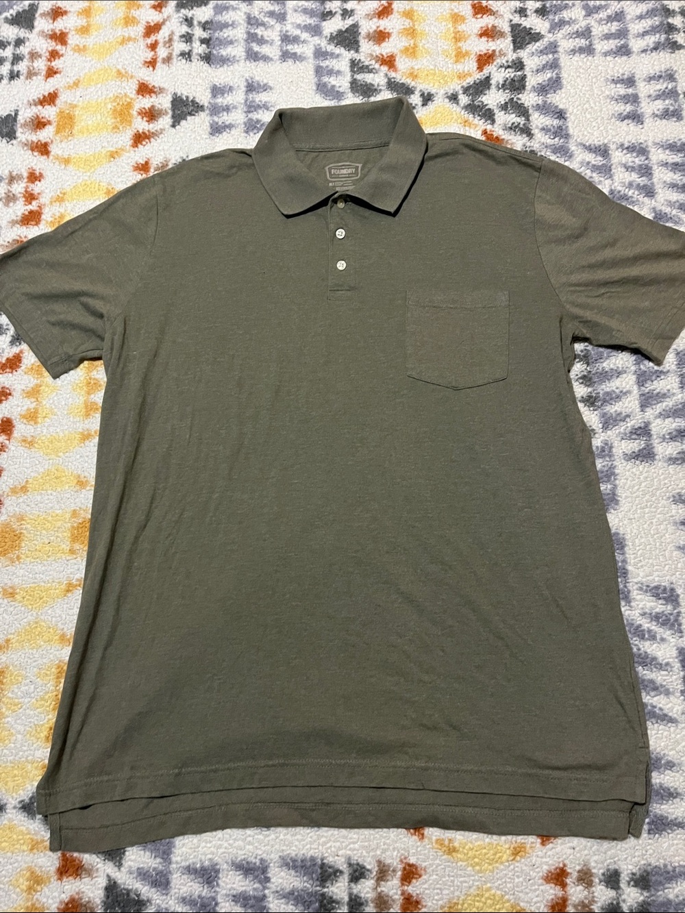 The Foundry Supply Co. Olive Green Polo with Chest Pocket